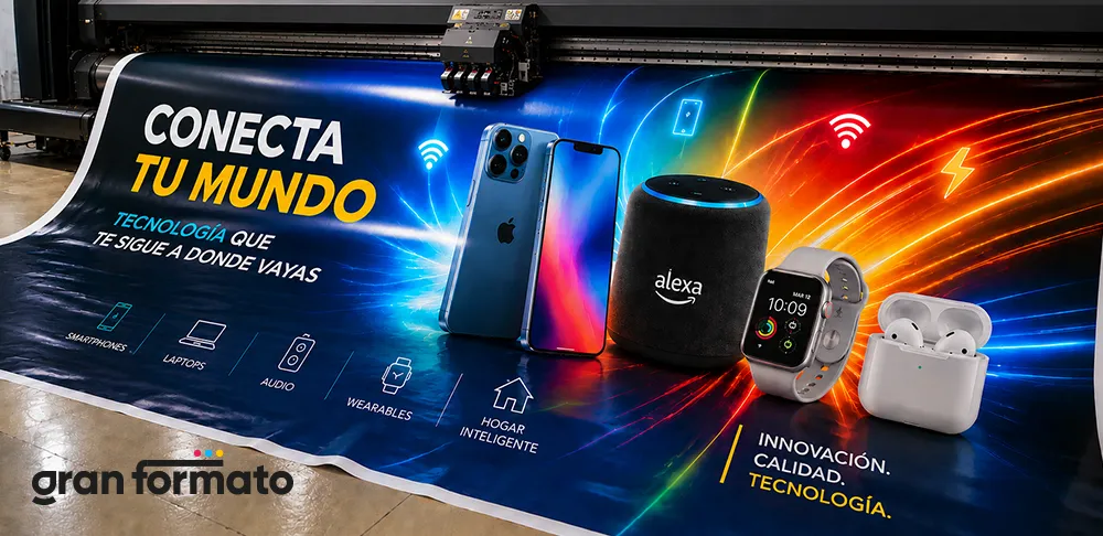 Impresiones de gigantografía en lona full color alta resolución para fachada exterior en Valencia, Venezuela